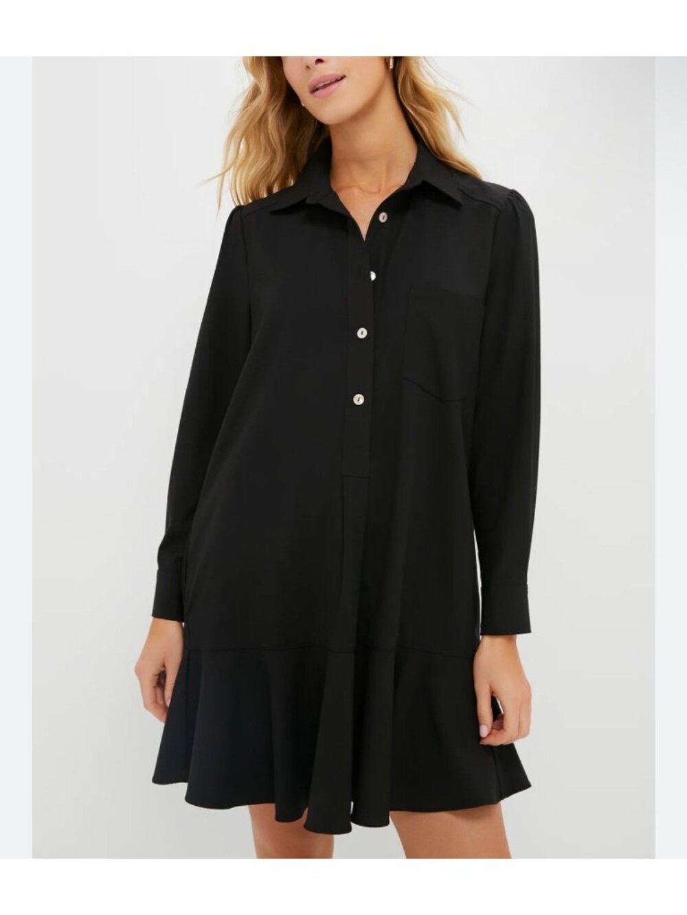 Pomander Callahan Shirt Dress Women’s Size XXL Black Ruffle Hem Dress O59